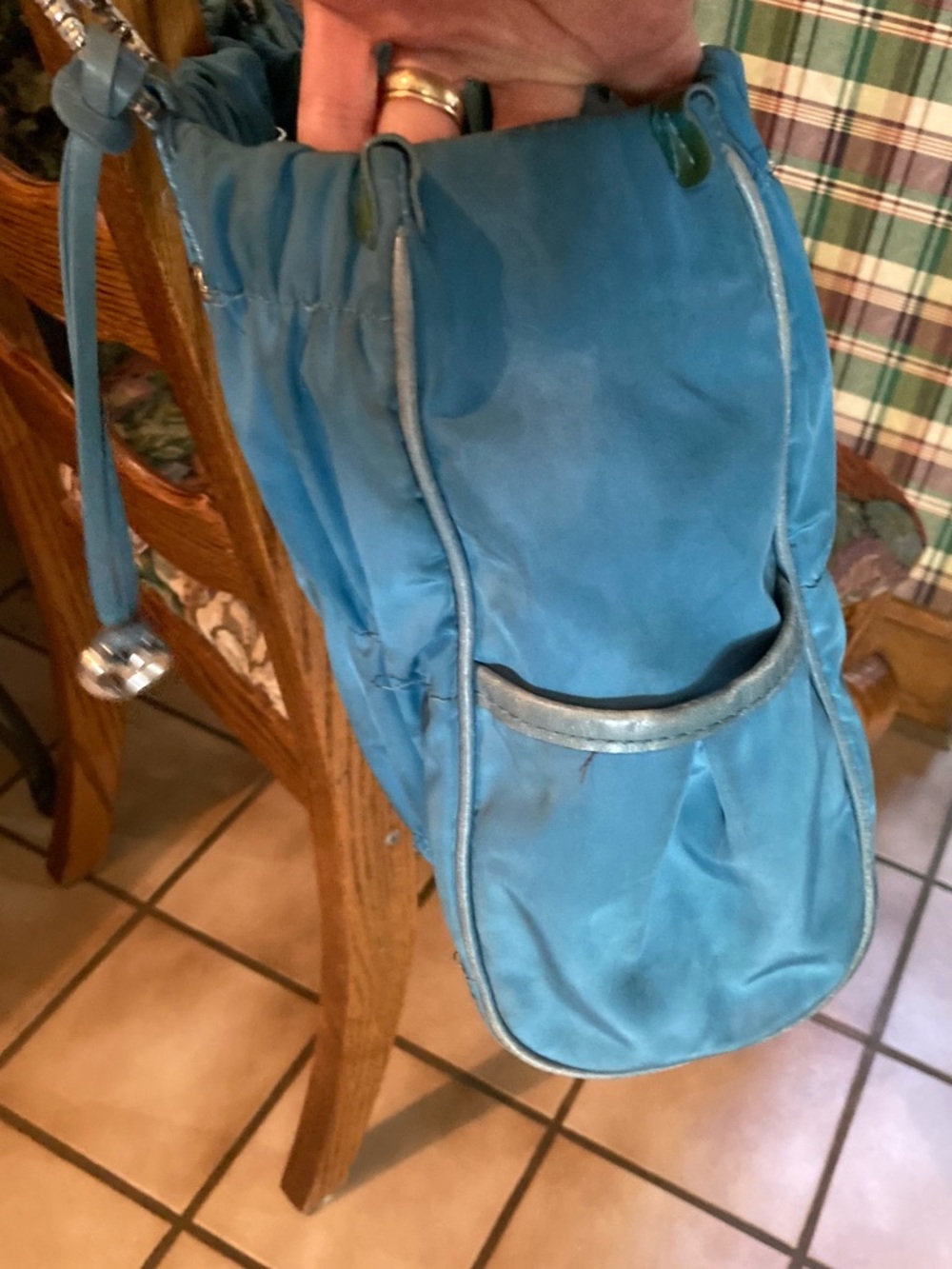 Brighton Teal Blue Floral Accent Shoulder Bag - Picture 3 of 6